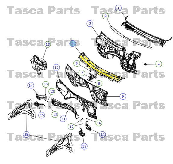 NEW OEM EXTERIOR COWL TOP PANEL 20112014 JEEP GRAND CHEROKEE 2012