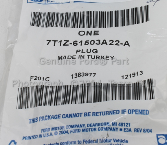 BRAND NEW OEM ROOF RACK BODY PLUG 201014 FORD TRANSIT CONNECT 7T1Z