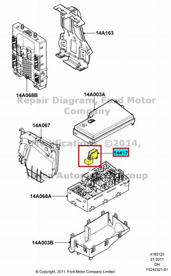 BRAND NEW OEM AUXILIARY RELAY BOX FUSE HOLDER 201213 FORD FOCUS AV6Z