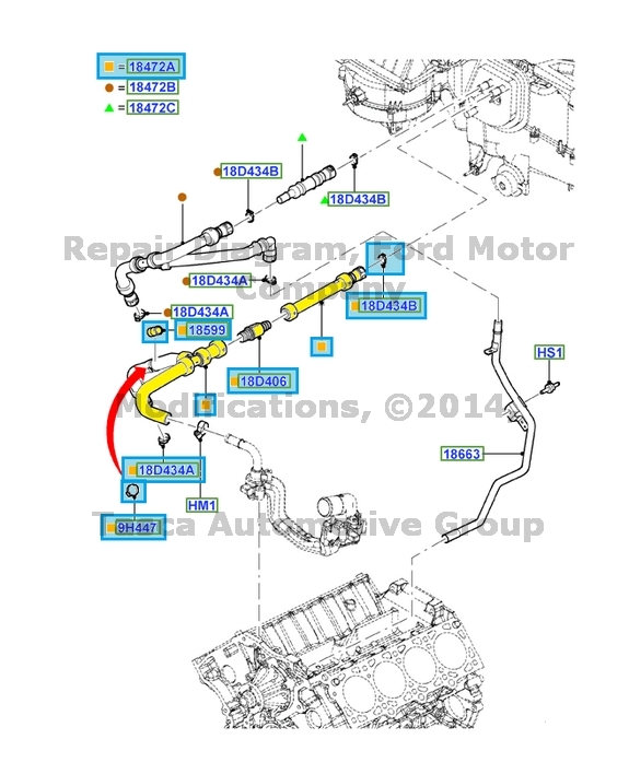 BRAND NEW OEM HEATER CORE INLET HOSE 20112013 LINCOLN NAVIGATOR FORD