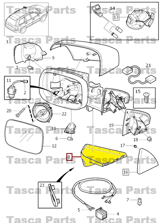 BRAND NEW OEM BLIS LH DRIVER SIDE VIEW MIRROR CASING 20072014 VOLVO XC90 eBay