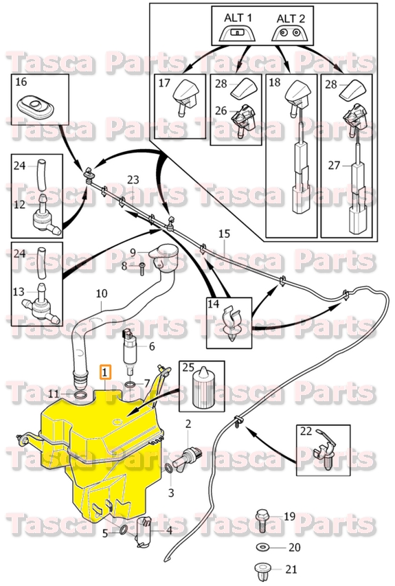 OEM WINDSHIELD WASHER FLUID RESERVOIR TANK 20072014 VOLVO S80 V70 XC70